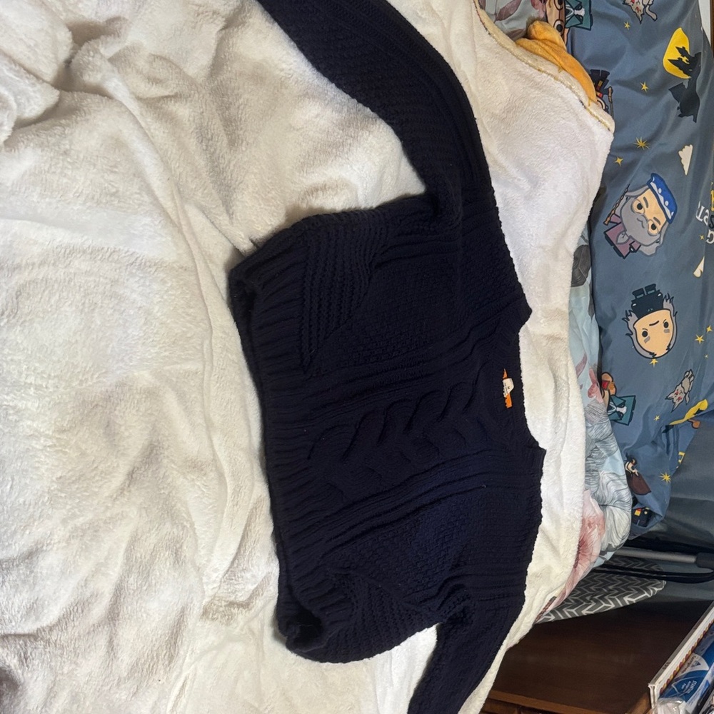 One A Dark Blue Cable Knit Sweater